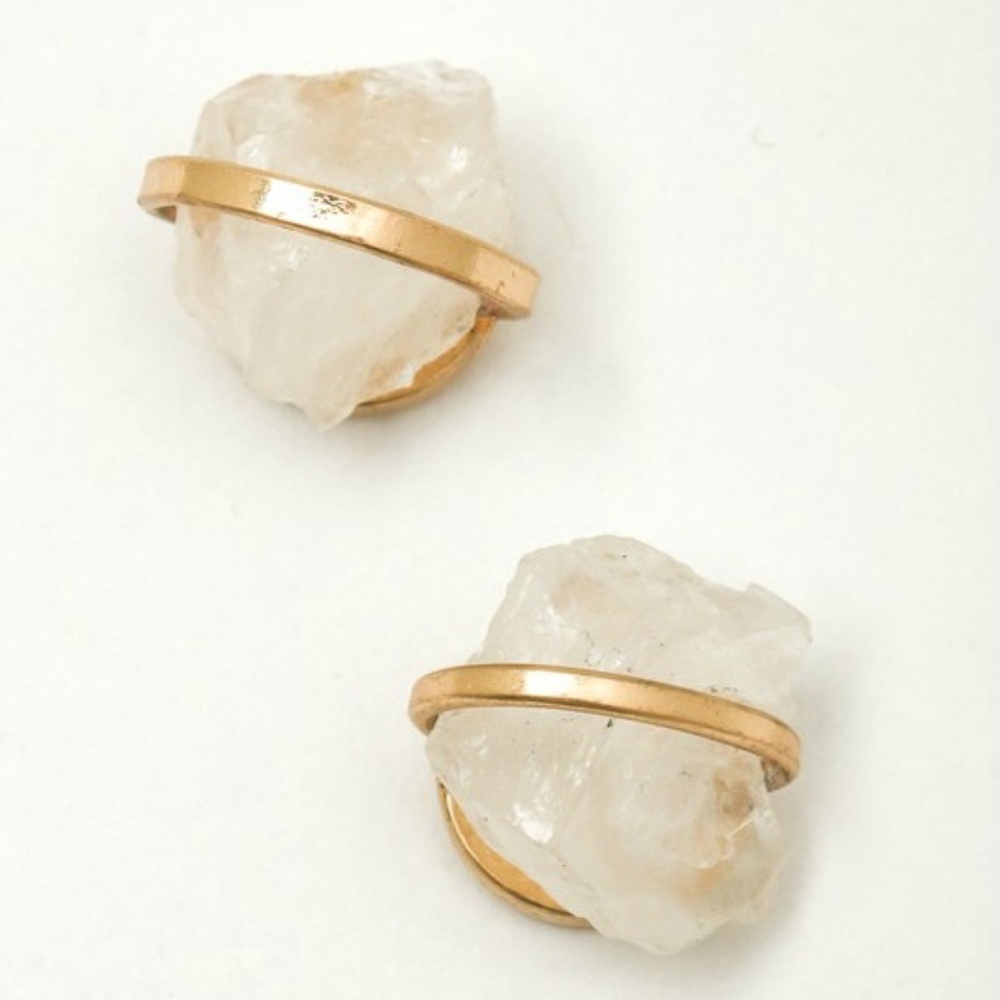 Clear Quartz Crystal BOHO Stud Earrings